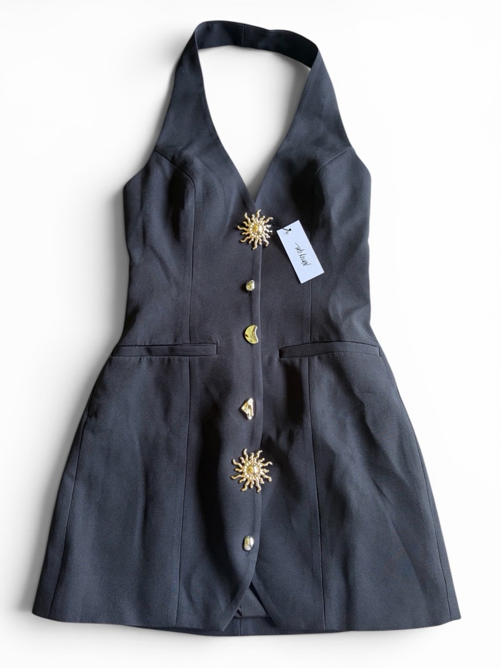 Nasty Gal Black Halter Mini Dress Size 0 NWT